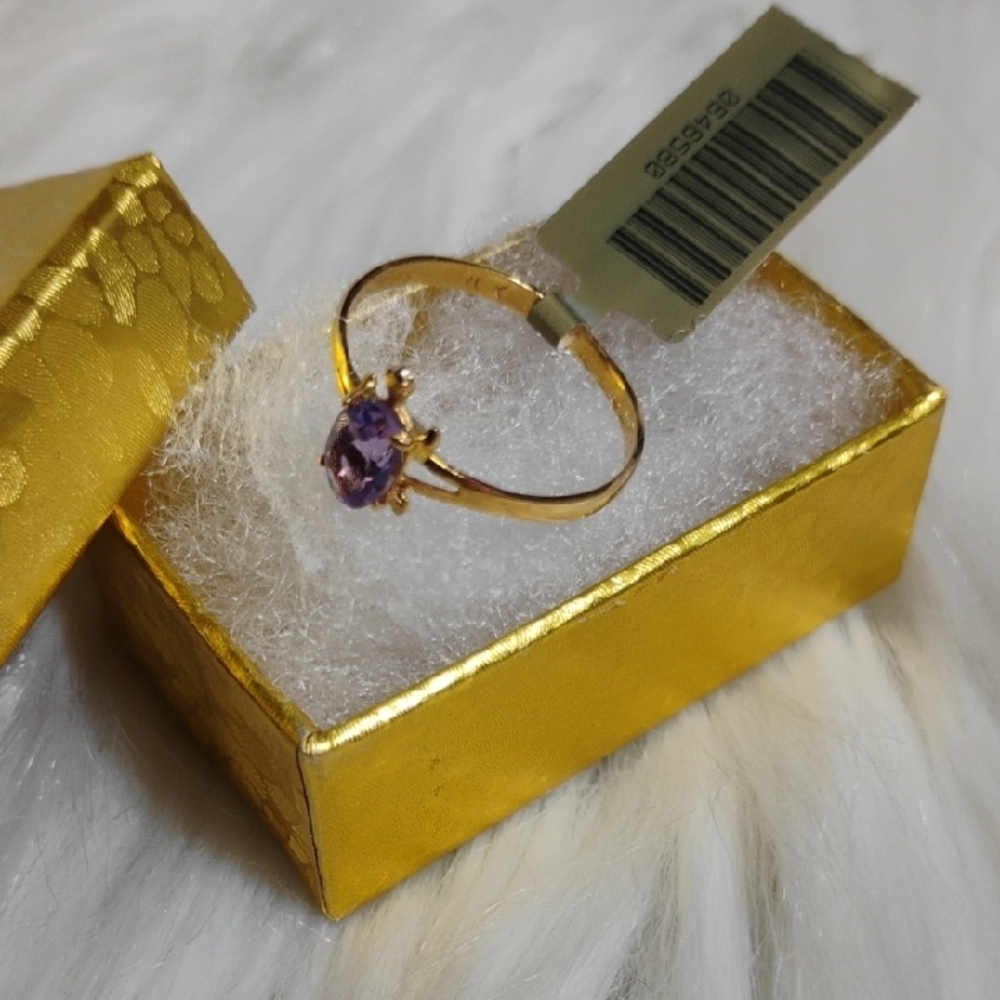 SALE! 10kt Solid Gold & 0.70 CTS Amethyst Stunning Turtle Ring - Picture 13 of 15